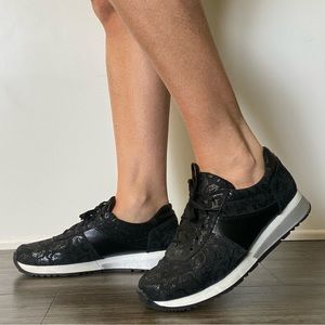 CoFi Black Lace and Leather Design Sneakers 8